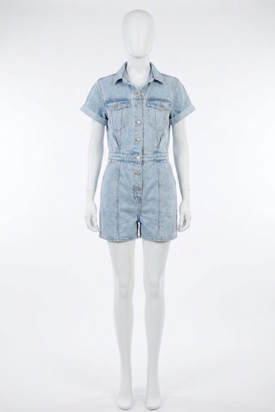 NEW DAZE topanga romper in dolphin wash